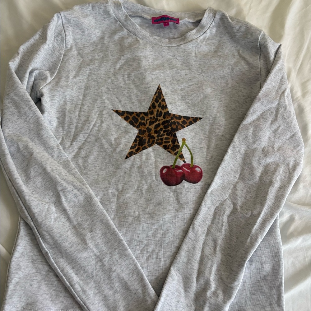 Edikted Long Sleeve Shirt Leopard Star and Cherry Design